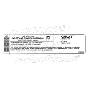 12609234  -  Label - Vehicle Emmissions Control Information